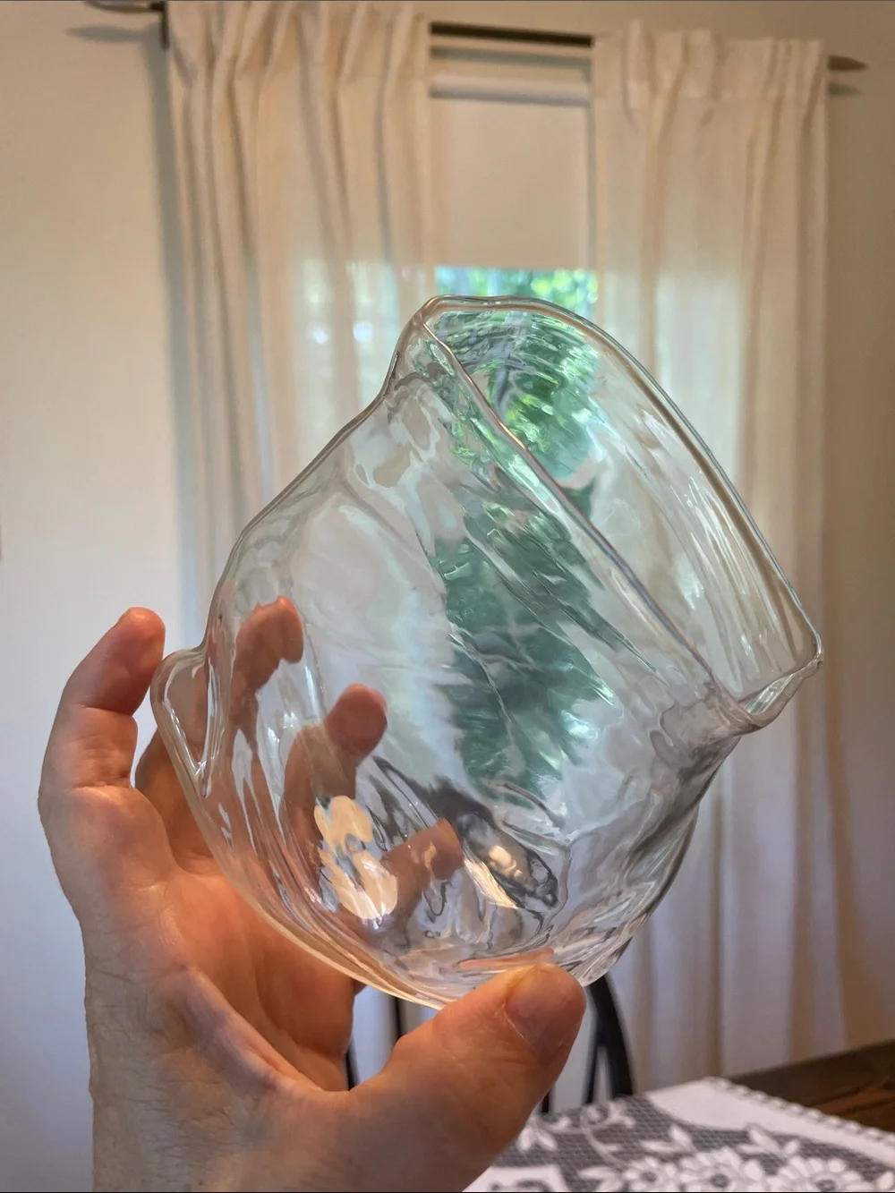 Genuine Fred Clear Glass Unzip Ripple-Textured Hand Blown Bud Bowl or Vase